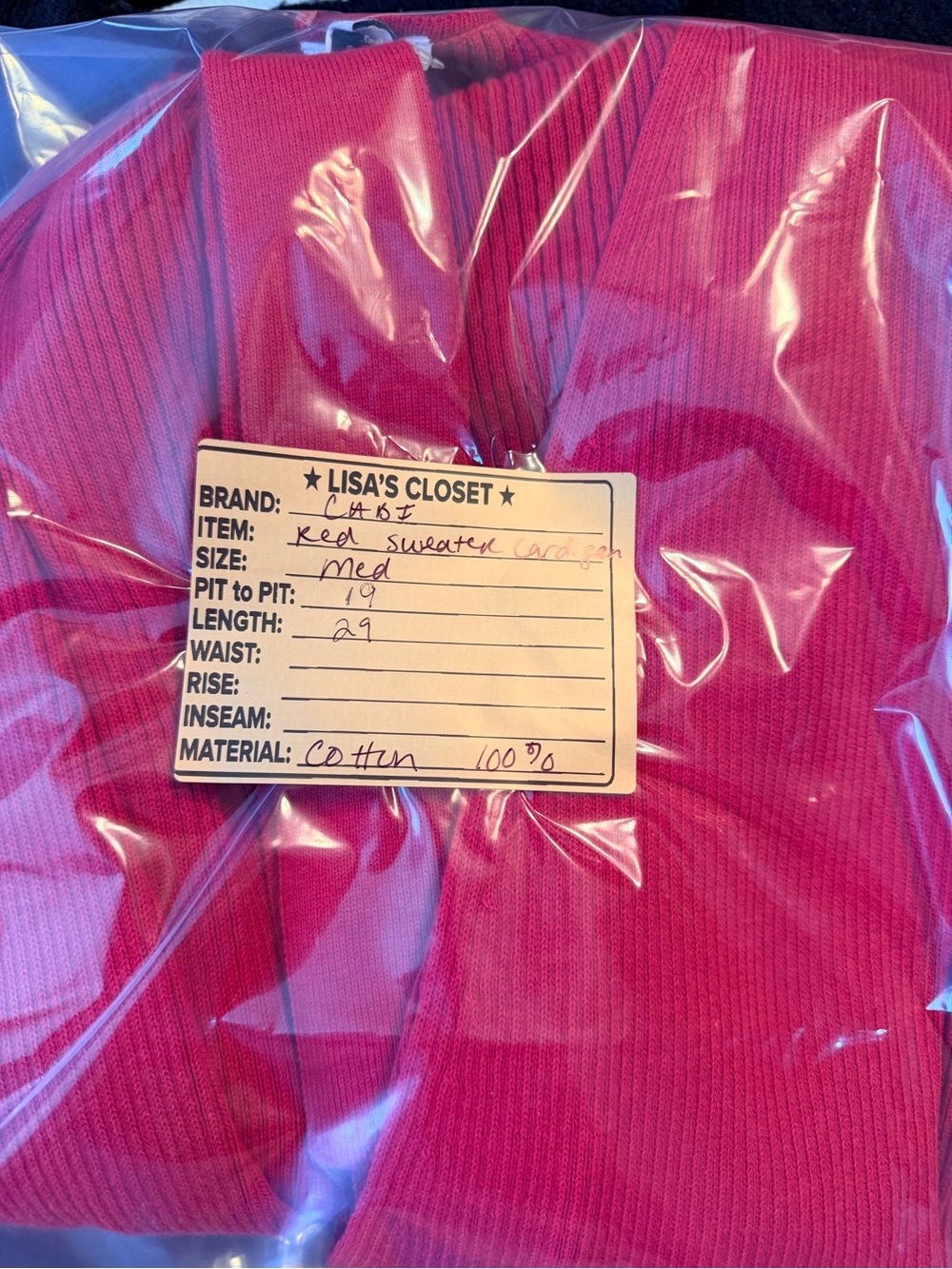 CAbi Bright Red Open-Front Ribbed Cardigan - Picture 4 of 4